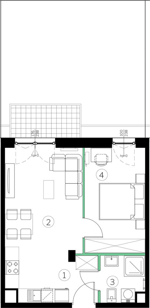 Plan 2 pok. 40m²