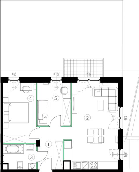 Plan 3 pok. 58m²