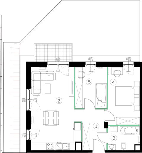Plan 3 pok. 57m²