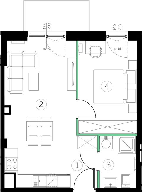 Plan 2 pok. 39m²