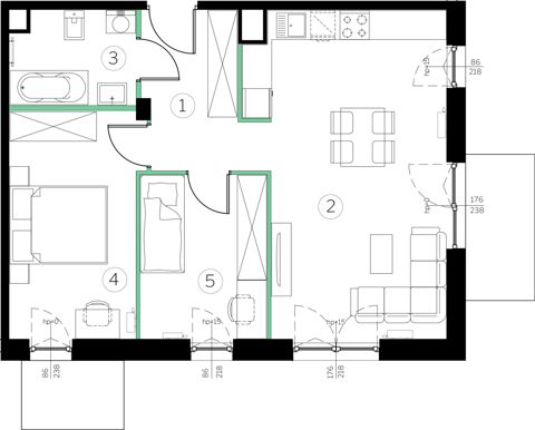 Plan 3 pok. 58m²