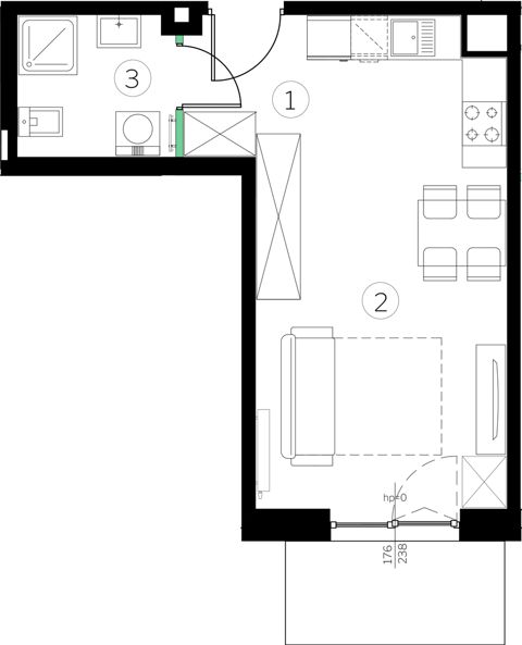 Plan 1 pok. 29m²
