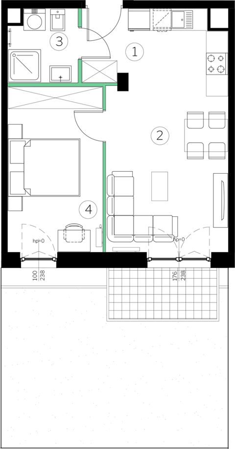 Plan 2 pok. 40m²