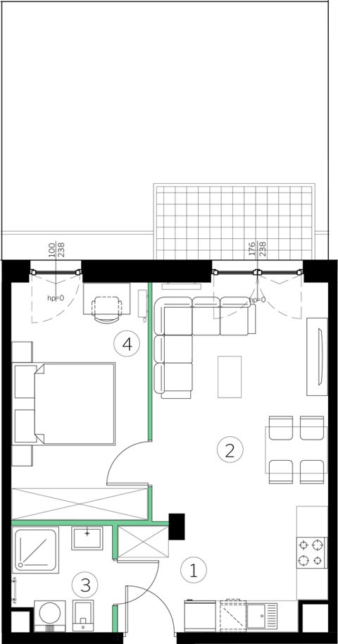 Plan 2 pok. 40m²