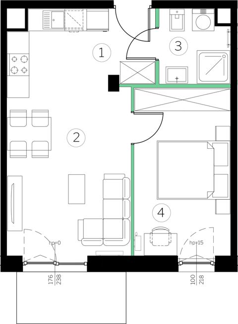 Plan 2 pok. 40m²
