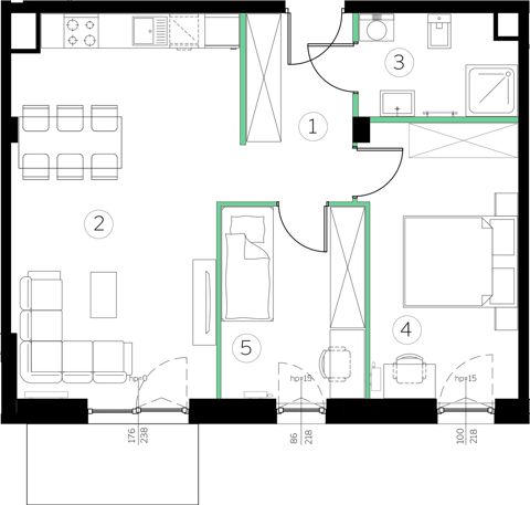 Plan 3 pok. 57m²