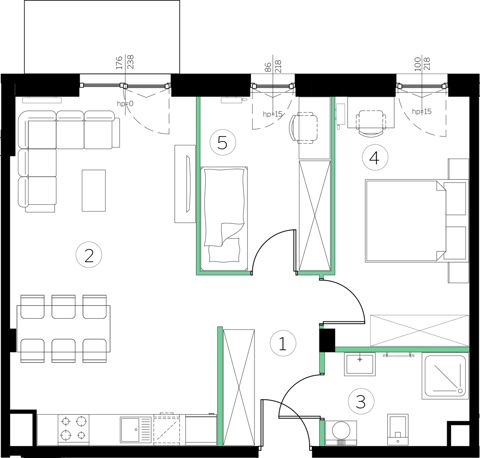 Plan 3 pok. 57m²