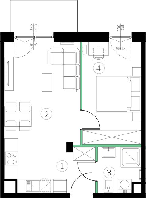 Plan 2 pok. 40m²