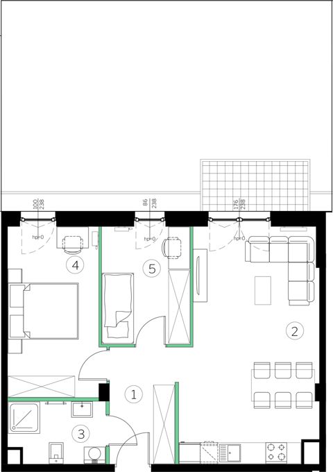 Plan 3 pok. 57m²