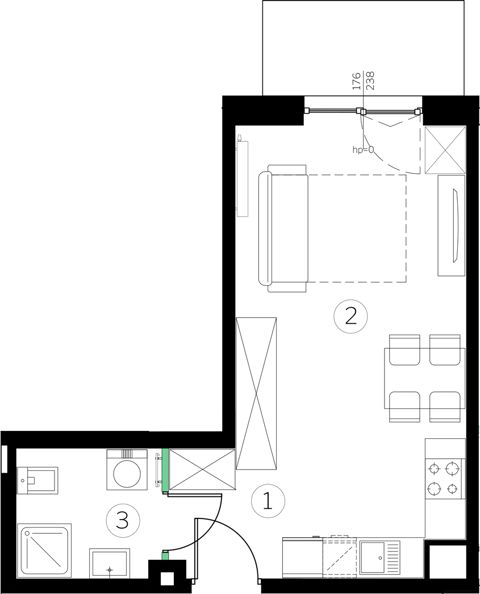 Plan 1 pok. 29m²