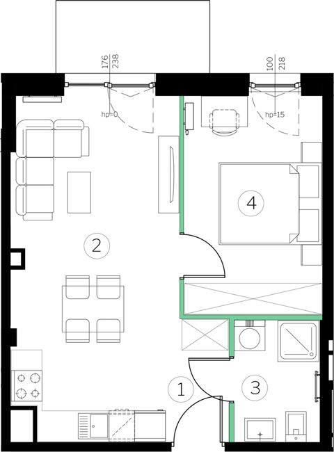 Plan 2 pok. 39m²