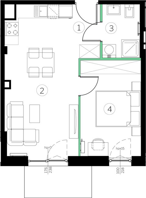 Plan 2 pok. 39m²