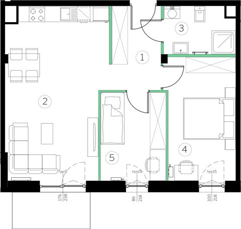 Plan 3 pok. 57m²
