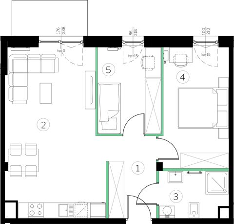 Plan 3 pok. 57m²
