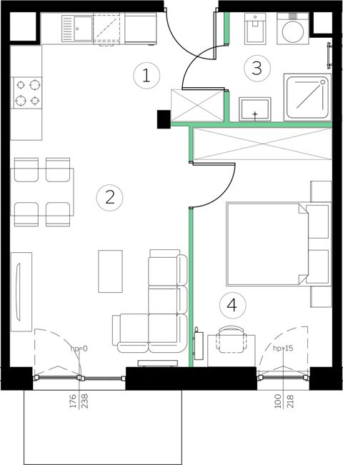 Plan 2 pok. 40m²