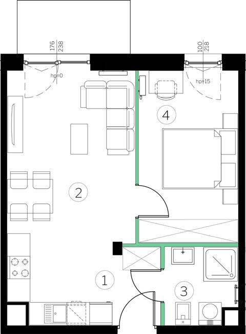 Plan 2 pok. 40m²