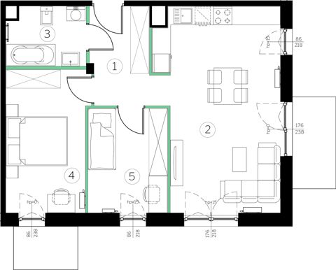 Plan 3 pok. 58m²