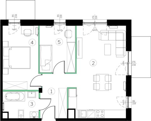 Plan 3 pok. 58m²
