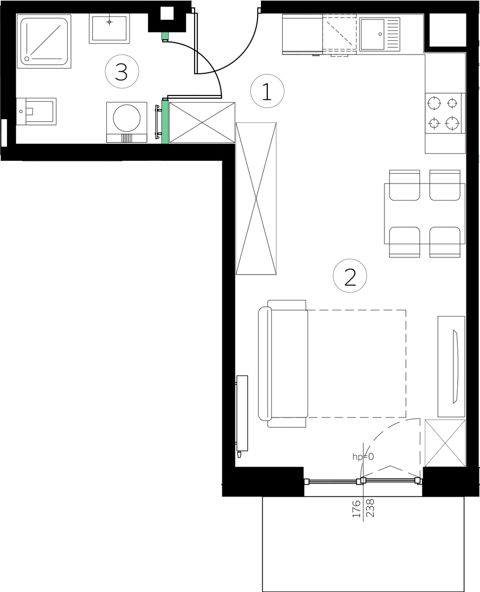 Plan 1 pok. 29m²