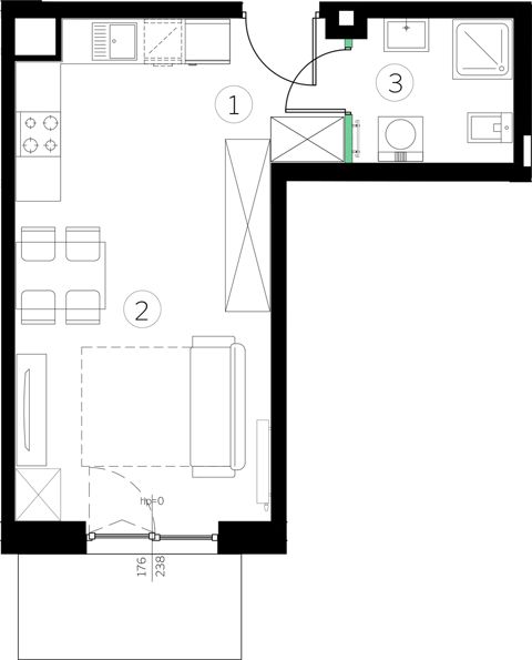 Plan 1 pok. 29m²