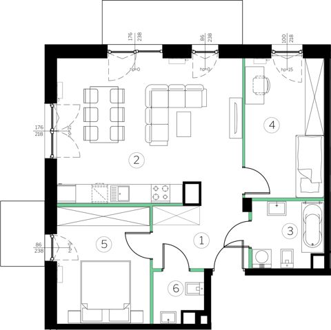 Plan 3 pok. 63m²