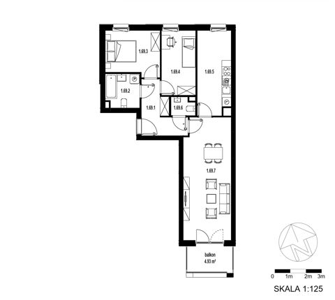 Plan 3 pok. 69m²