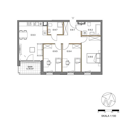 Plan 4 pok. 75m²