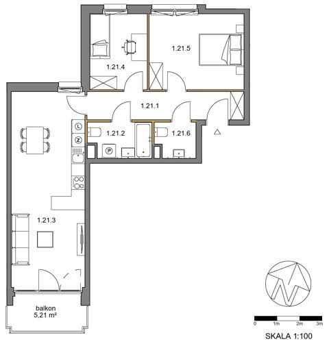 Plan 3 pok. 67m²