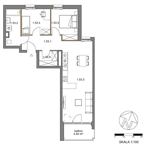 Plan 3 pok. 63m²