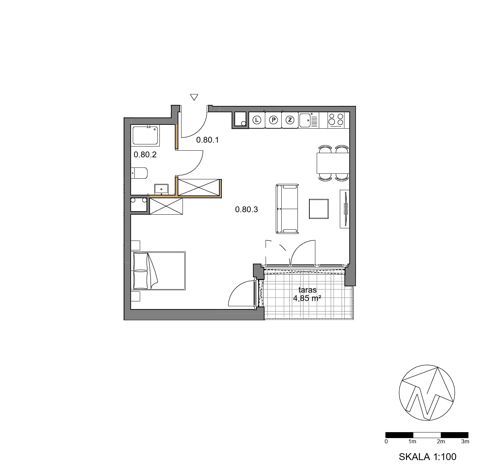 Plan 1 pok. 49m²