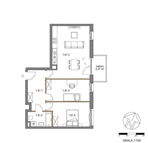Plan 3 pok. 69m²