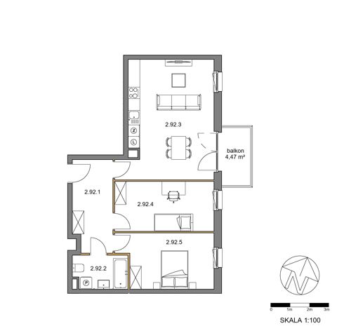 Plan 3 pok. 70m²
