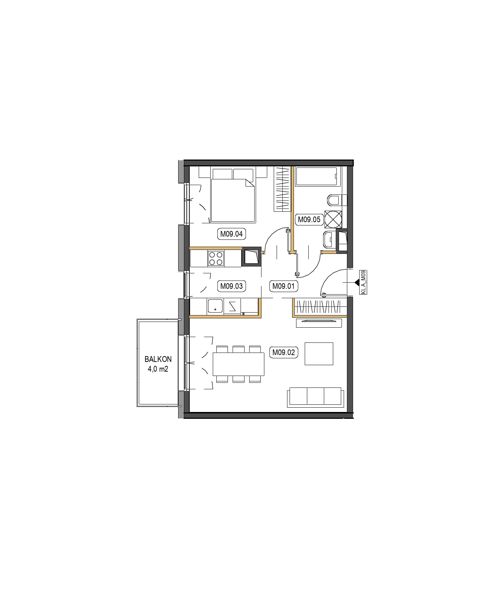 Plan 2 pok. 46m²