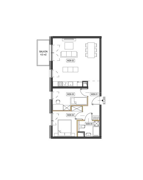 Plan 3 pok. 62m²