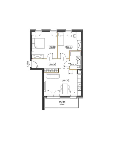Plan 3 pok. 62m²
