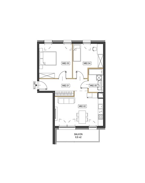 Plan 3 pok. 62m²