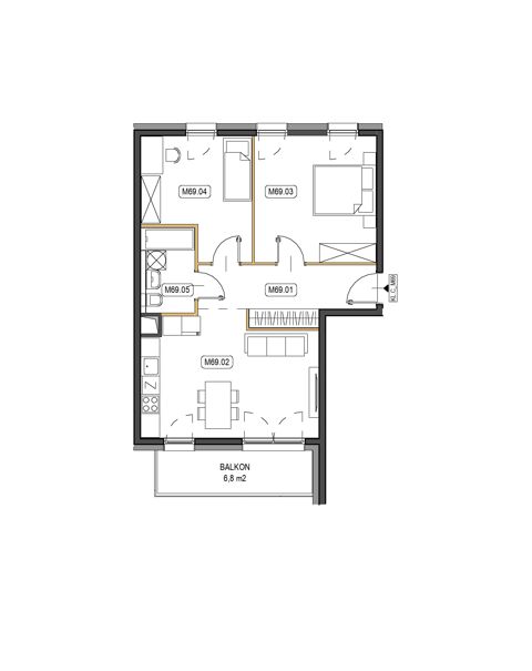 Plan 3 pok. 62m²