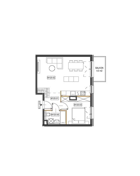 Plan 2 pok. 48m²