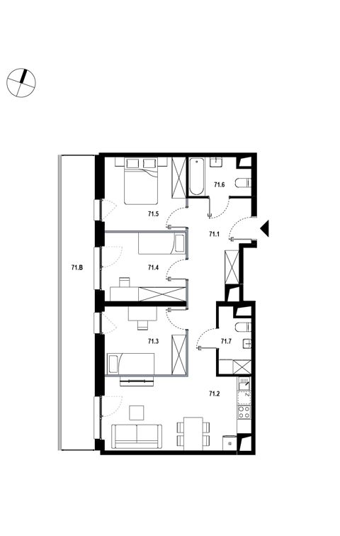 Plan 4 pok. 71m²