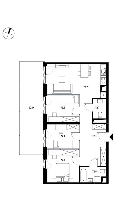 Plan 4 pok. 72m²