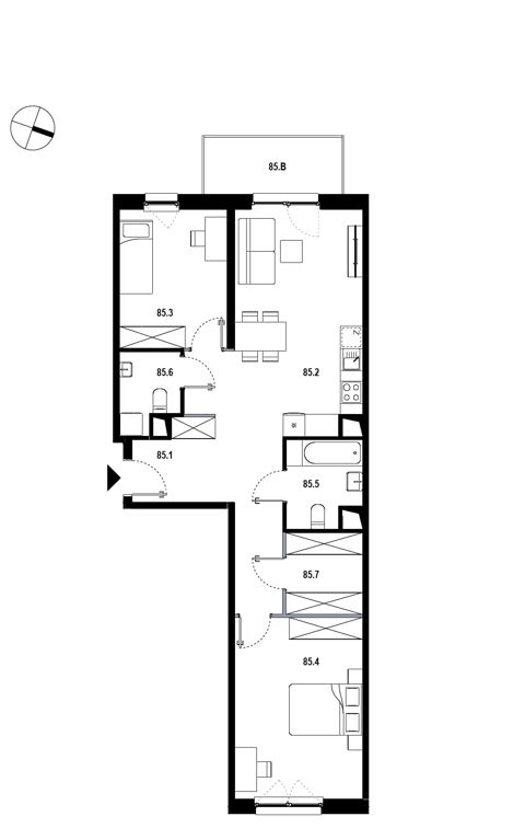 Plan 3 pok. 77m²