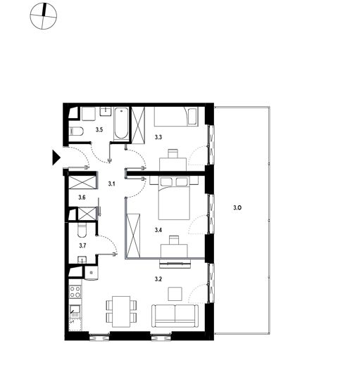 Plan 3 pok. 60m²