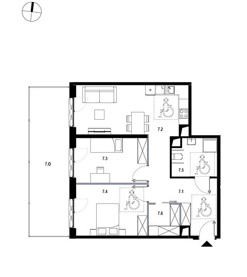 Plan 3 pok. 73m²