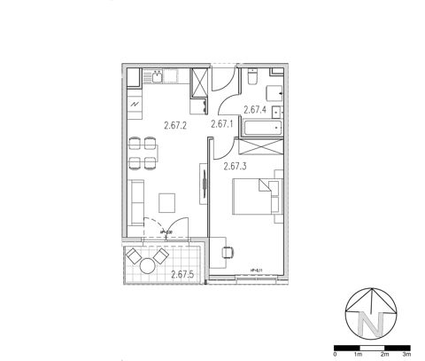 Plan 2 pok. 44m²