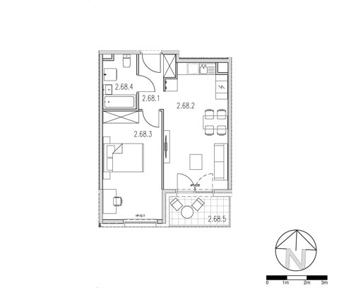 Plan 2 pok. 43m²