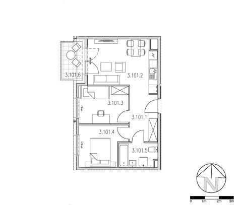 Plan 3 pok. 44m²