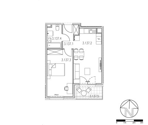 Plan 2 pok. 43m²