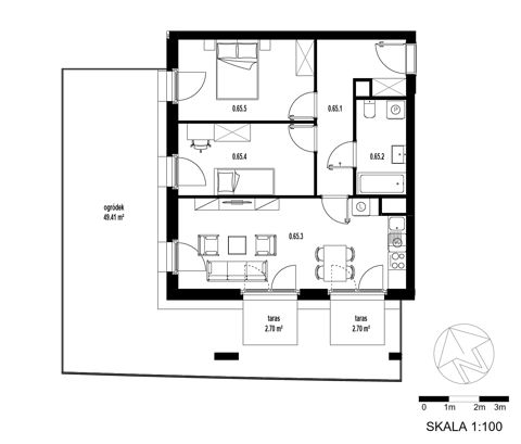 Plan 3 pok. 60m²