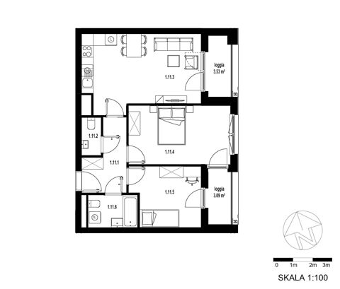 Plan 3 pok. 62m²
