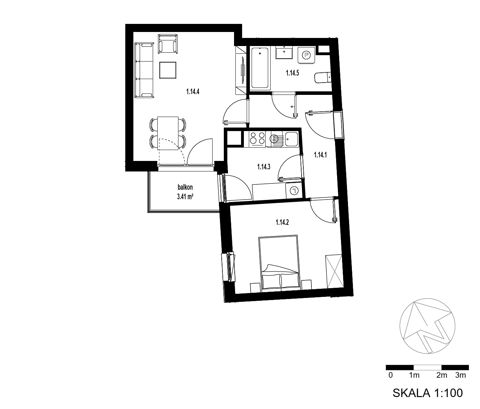 Plan 2 pok. 48m²
